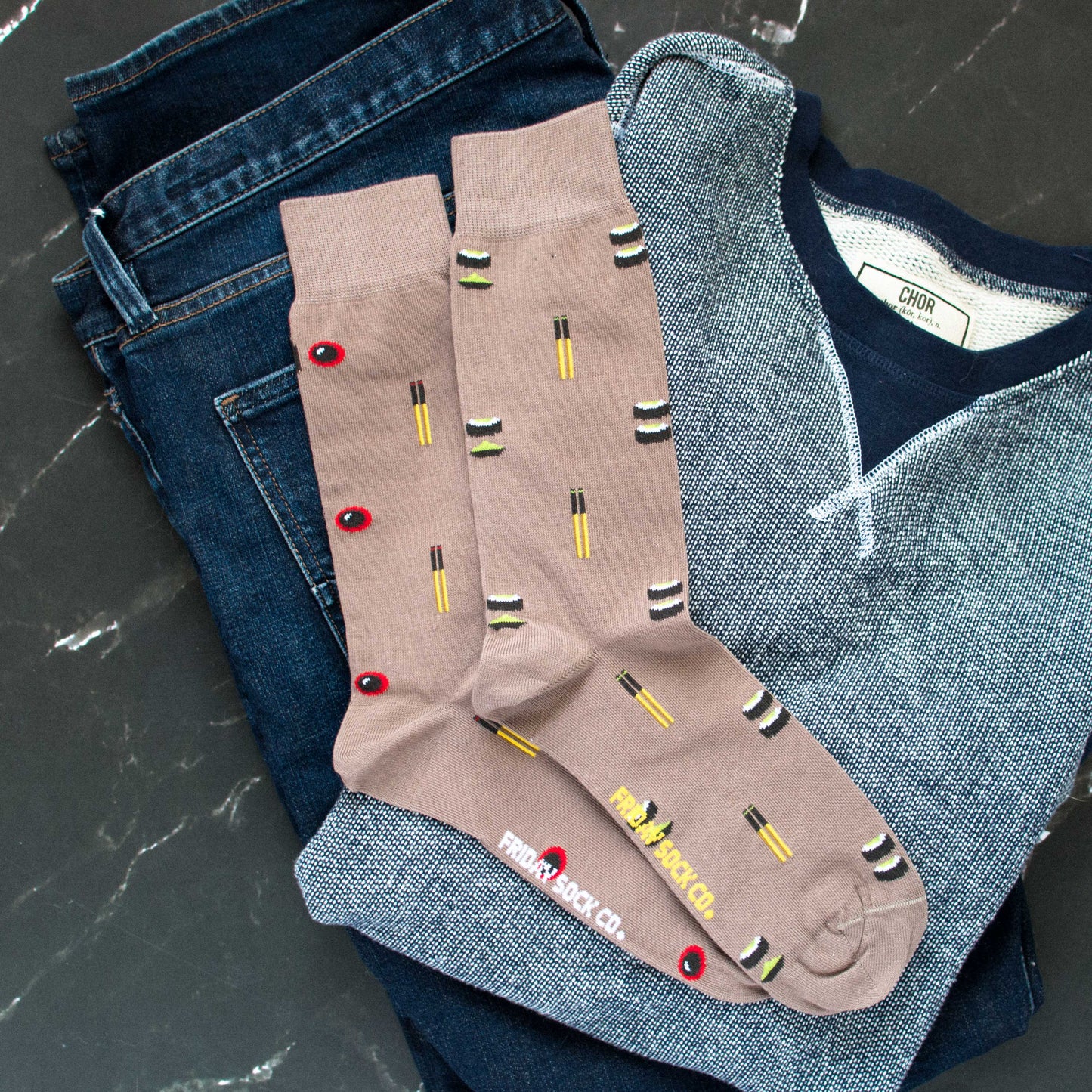 Men's Socks | Chopsticks & Soy | Mismatched | Sushi