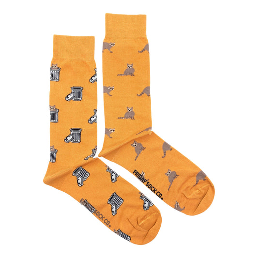 Men's Socks | Raccoon & Trash Can | Mismatched | Trash Panda
