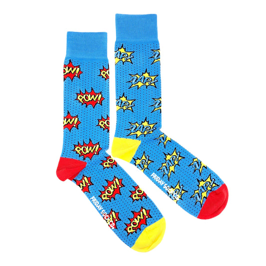 Men’s Socks | Pow Zap | Fun Socks | Comic Book | Retro