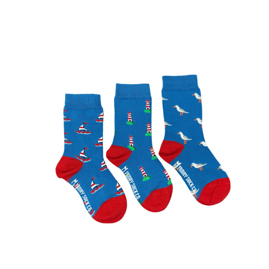 Kid’s Socks | Sailboat Lighthouse & Seagull | Ethically Made