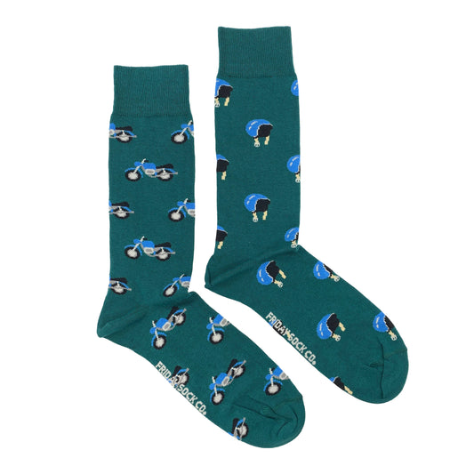 Men’s Socks | Motorcycle & Helmet | Classic Biker | Retro
